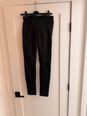 Helmut Lang Black Wax Coated Faux Leather Leggings, Size; 25